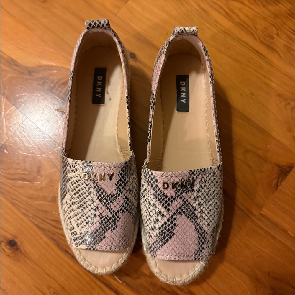 DKNY Snakeskin Pattern Espadrilles in Pink and Black